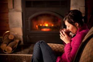 coffee-fireplace-woman